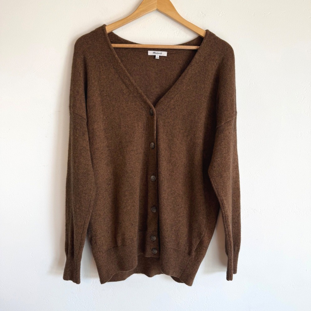 Madewell Merino Wool Blend Cardigan Brown Relaxed Fall Minimalist Academia L